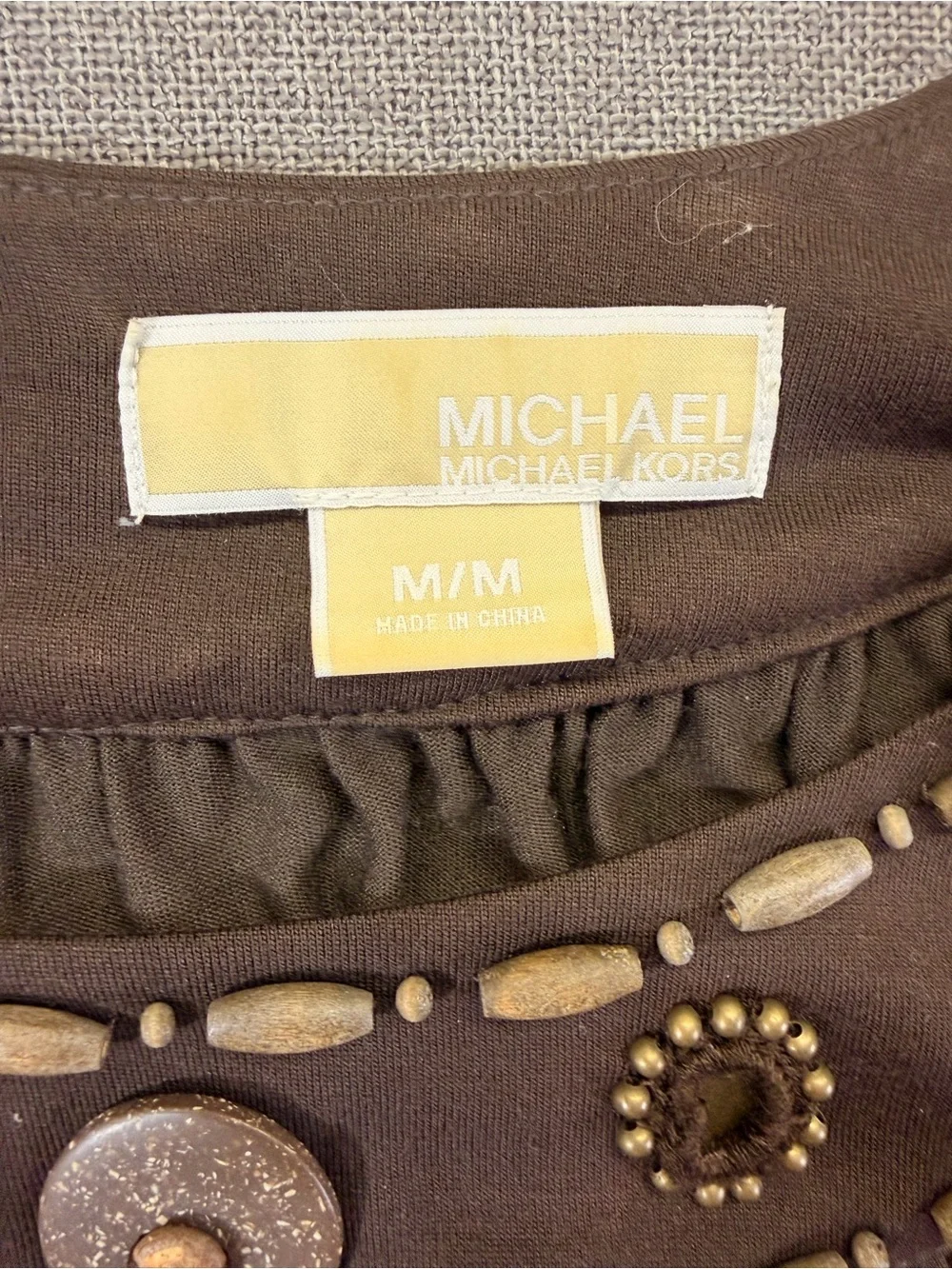 Michael Kors Brown Embellished Sleeveless Top Size Medium